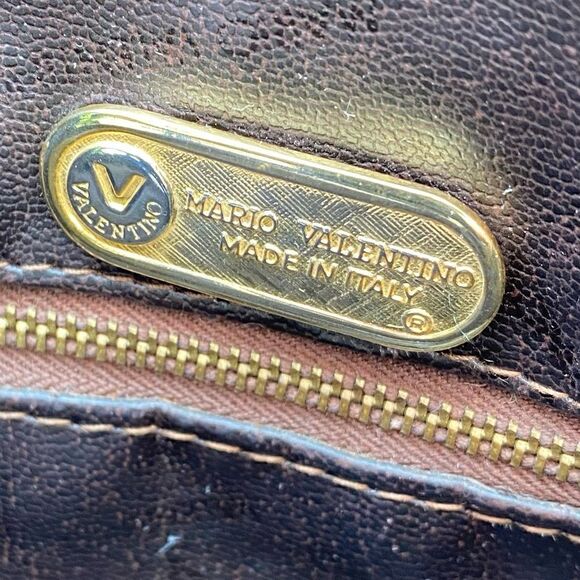 Mario Valentino Brown Signature Print Tote/Shoulder Bag PVC x Leather. VGUC! - Picture 11 of 15